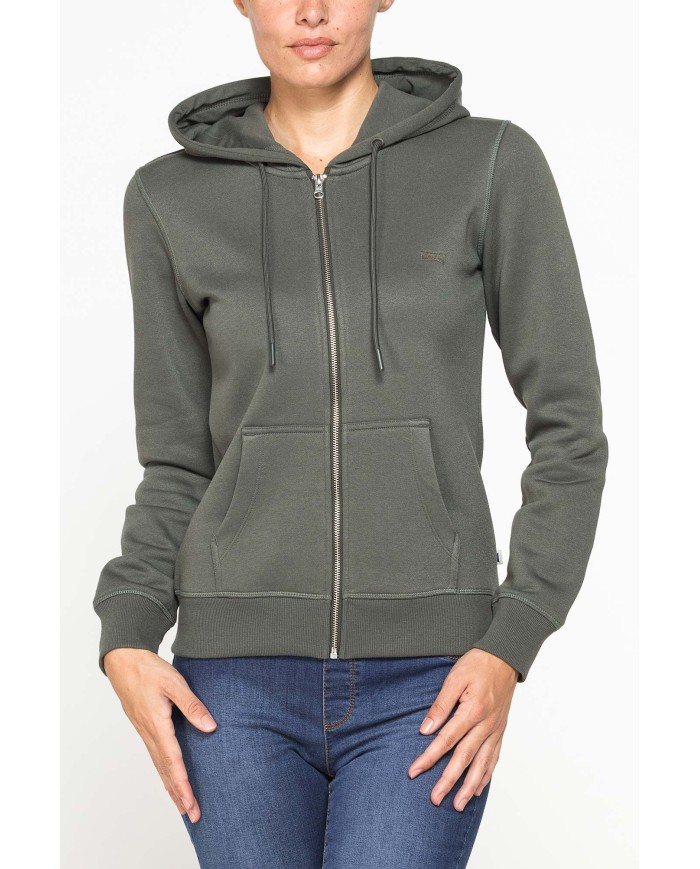 FELPA BASICA FULL ZIP CON CAPPUCCIO
