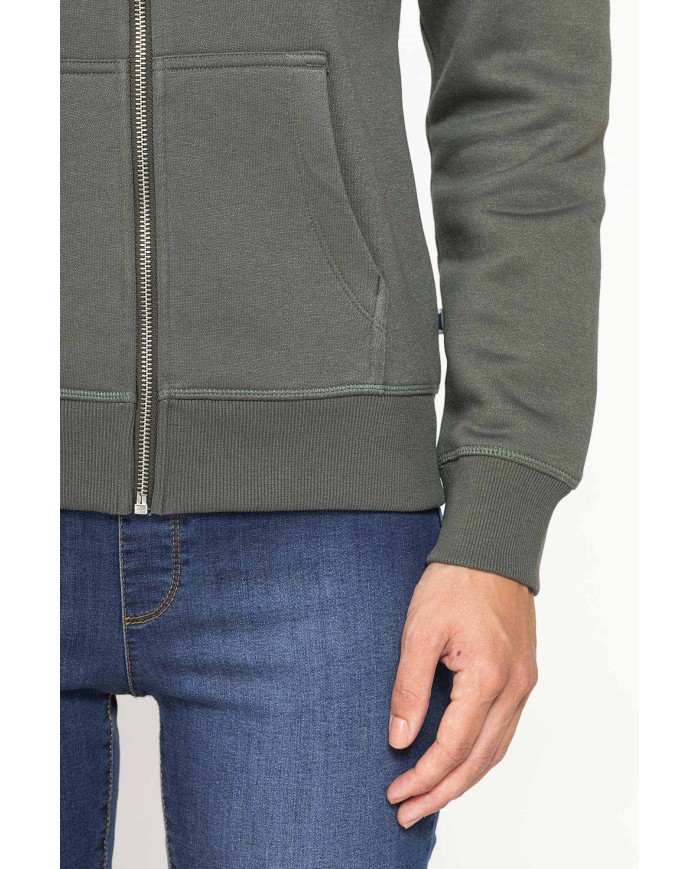 FELPA BASICA FULL ZIP CON CAPPUCCIO