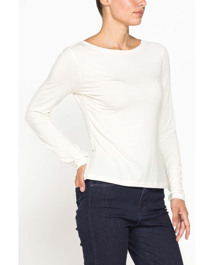 T-SHIRT A MANICHE LUNGHE IN MISTO MODAL