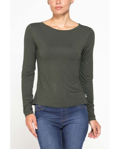 T-SHIRT A MANICHE LUNGHE IN MISTO MODAL