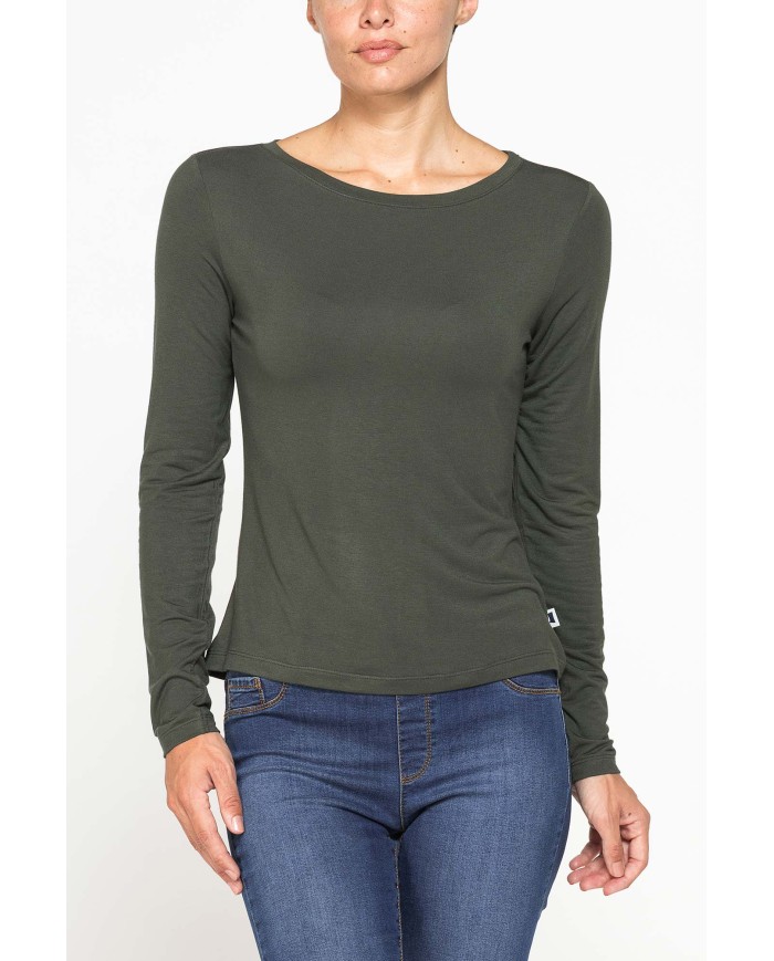 T-SHIRT A MANICHE LUNGHE IN MISTO MODAL