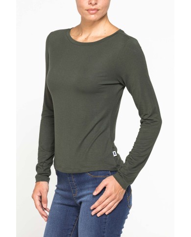 T-SHIRT A MANICHE LUNGHE IN MISTO MODAL