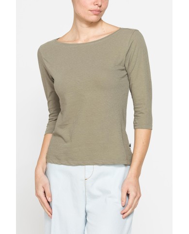 T-SHIRT IN MISTO LINO CON MANICA A 3/4