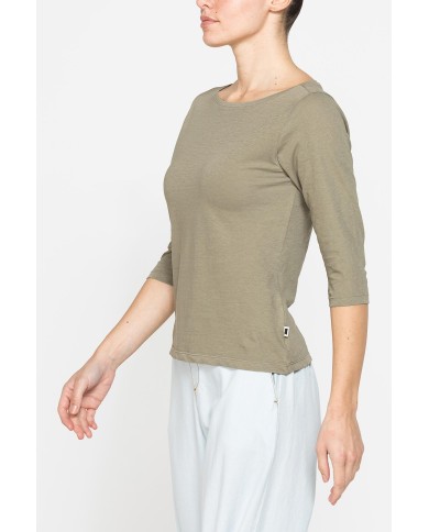 T-SHIRT IN MISTO LINO CON MANICA A 3/4