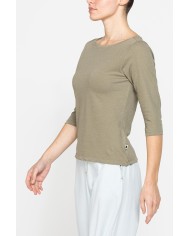 T-SHIRT IN MISTO LINO CON MANICA A 3/4