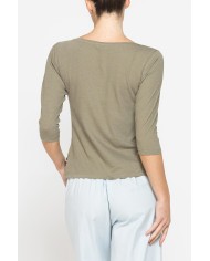 T-SHIRT IN MISTO LINO CON MANICA A 3/4