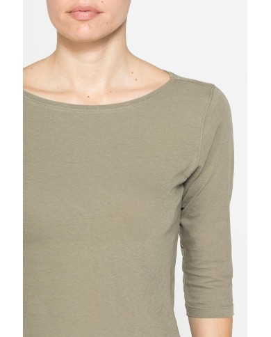 T-SHIRT IN MISTO LINO CON MANICA A 3/4