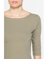 T-SHIRT IN MISTO LINO CON MANICA A 3/4