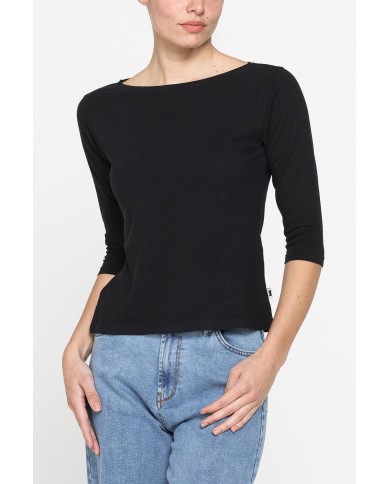 T-SHIRT IN MISTO LINO CON MANICA A 3/4