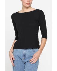 T-SHIRT IN MISTO LINO CON MANICA A 3/4