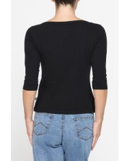 T-SHIRT IN MISTO LINO CON MANICA A 3/4