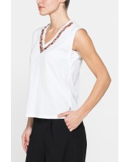 CANOTTA CON APPLICAZIONI GIOIELLO SULLO SCOLLO