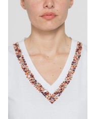 CANOTTA CON APPLICAZIONI GIOIELLO SULLO SCOLLO