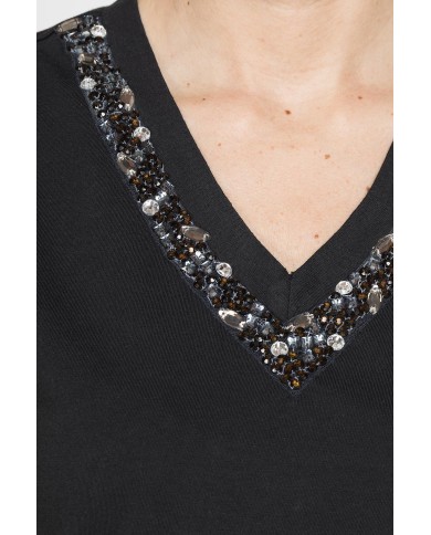 CANOTTA CON APPLICAZIONI GIOIELLO SULLO SCOLLO