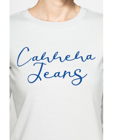 FELPA GIROCOLLO REGULAR FIT CON RICAMO FRONTALE