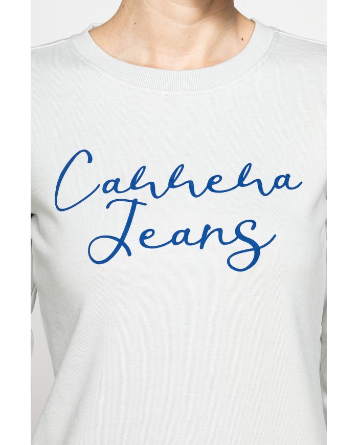 FELPA GIROCOLLO REGULAR FIT CON RICAMO FRONTALE