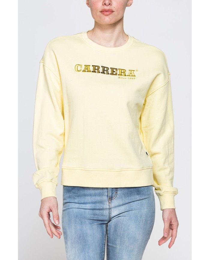 FELPA GIROCOLLO REGULAR FIT CON RICAMO FRONTALE