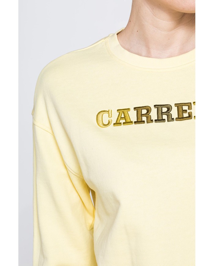 FELPA GIROCOLLO REGULAR FIT CON RICAMO FRONTALE