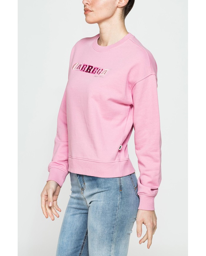 FELPA GIROCOLLO REGULAR FIT CON RICAMO FRONTALE