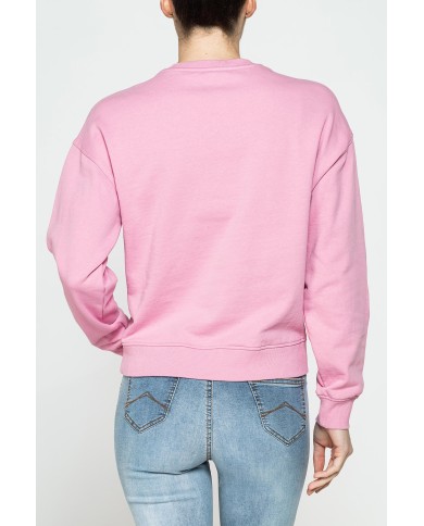 FELPA GIROCOLLO REGULAR FIT CON RICAMO FRONTALE