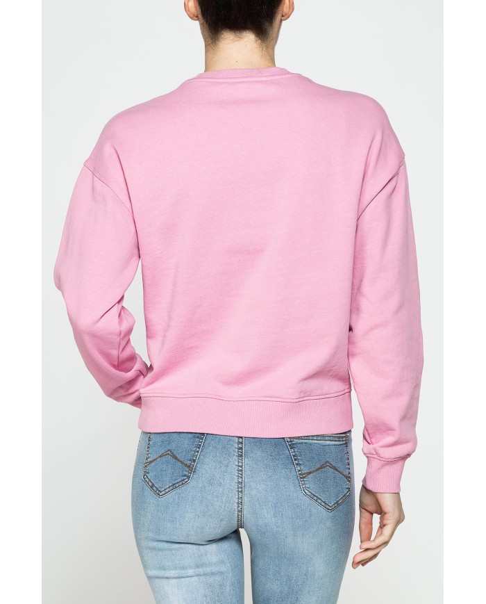 FELPA GIROCOLLO REGULAR FIT CON RICAMO FRONTALE