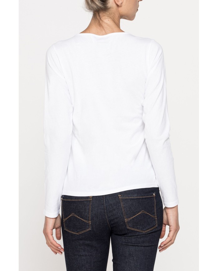 T SHIRT MANICA LUNGA IN JERSEY DI COTONE ORGANICO TRATTATO CON ALOE