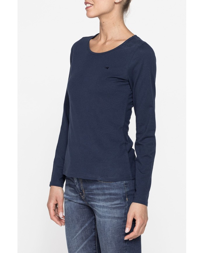 T SHIRT MANICA LUNGA IN JERSEY DI COTONE ORGANICO TRATTATO CON ALOE