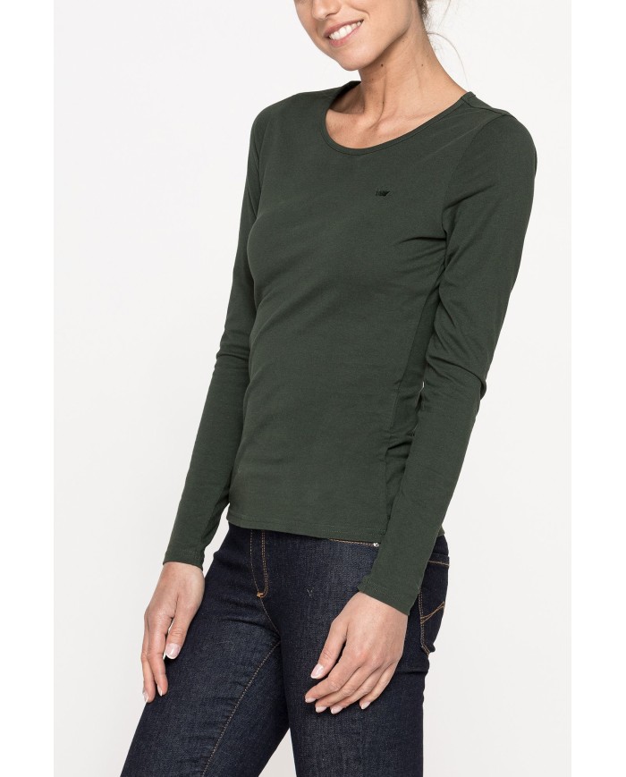 T SHIRT MANICA LUNGA IN JERSEY DI COTONE ORGANICO TRATTATO CON ALOE