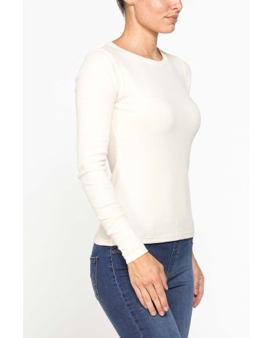 T-SHIRT GIROCOLLO ADERENTE IN COSTINA