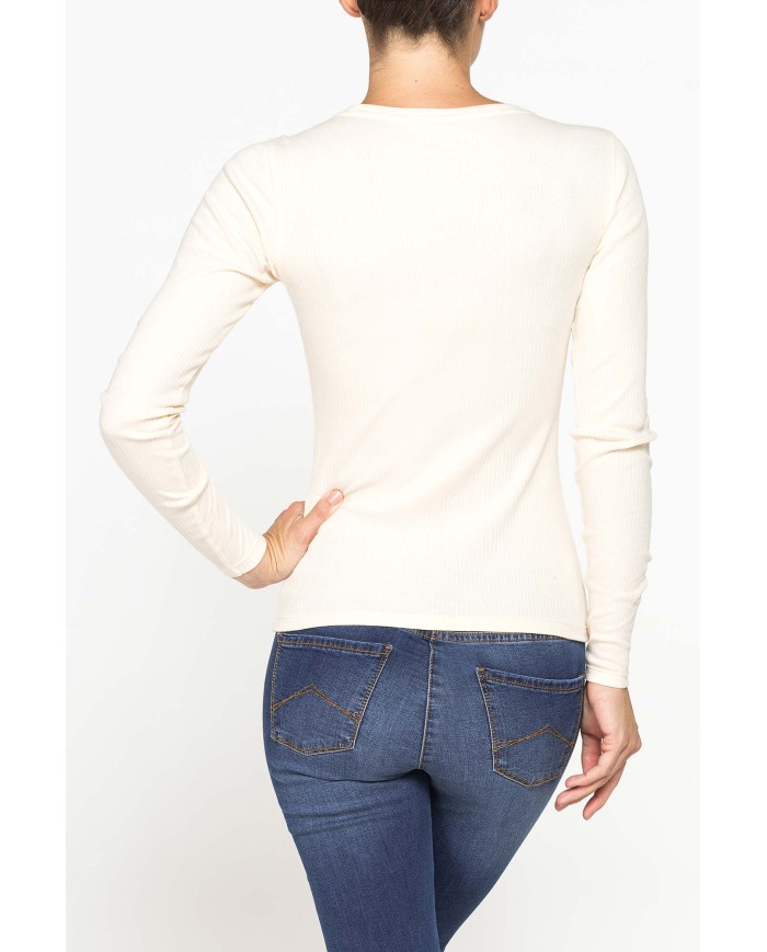 T-SHIRT GIROCOLLO ADERENTE IN COSTINA