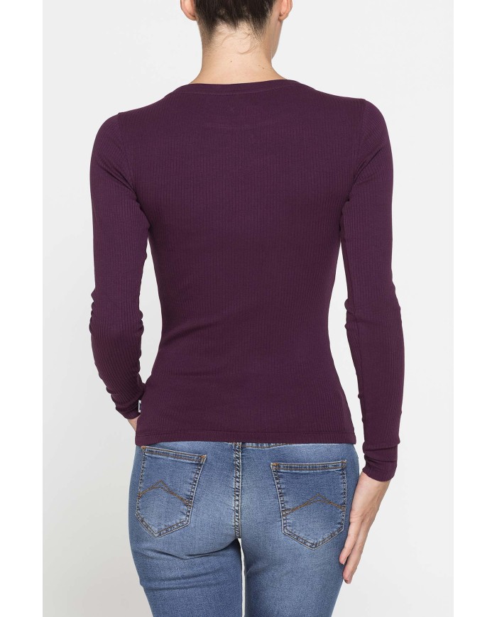 T-SHIRT GIROCOLLO ADERENTE IN COSTINA