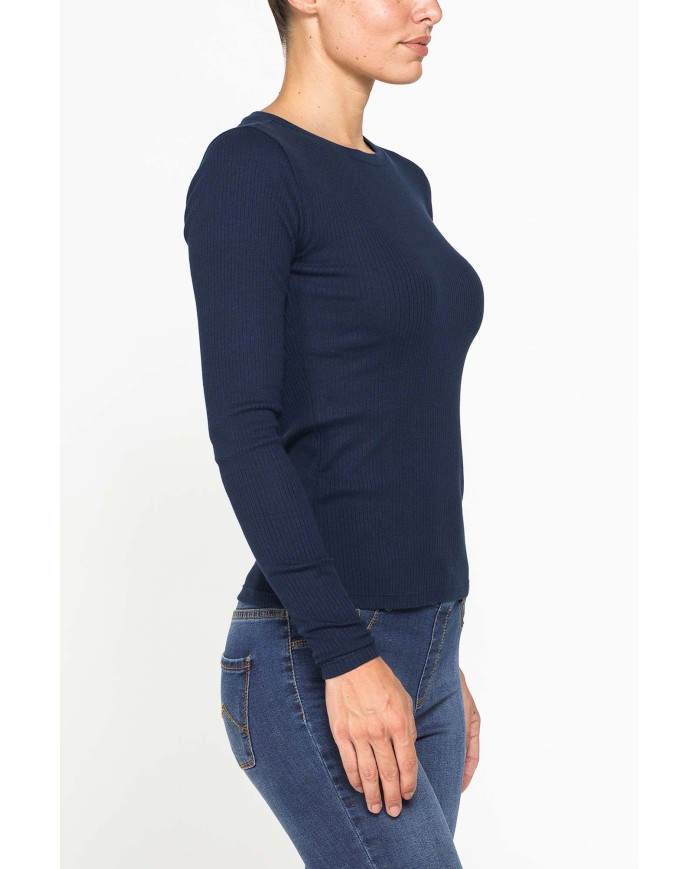 T-SHIRT GIROCOLLO ADERENTE IN COSTINA