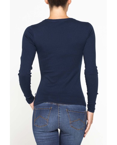 T-SHIRT GIROCOLLO ADERENTE IN COSTINA