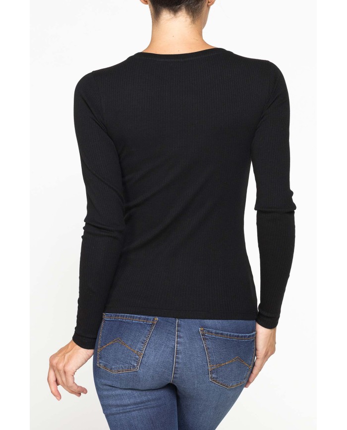 T-SHIRT GIROCOLLO ADERENTE IN COSTINA