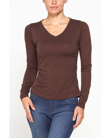 T-SHIRT SCOLLO A V MANICA LUNGA