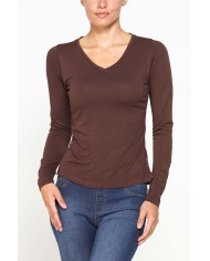 T-SHIRT SCOLLO A V MANICA LUNGA