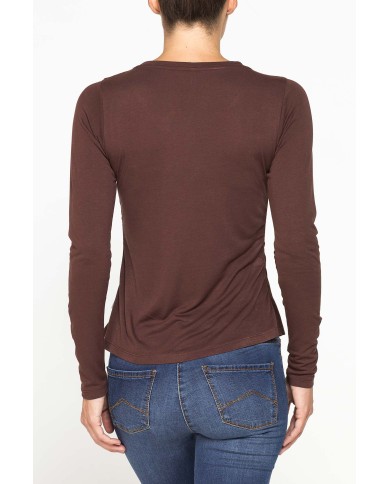 T-SHIRT SCOLLO A V MANICA LUNGA