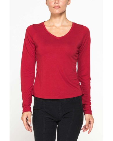 T-SHIRT SCOLLO A V MANICA LUNGA