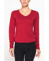 T-SHIRT SCOLLO A V MANICA LUNGA