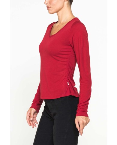 T-SHIRT SCOLLO A V MANICA LUNGA