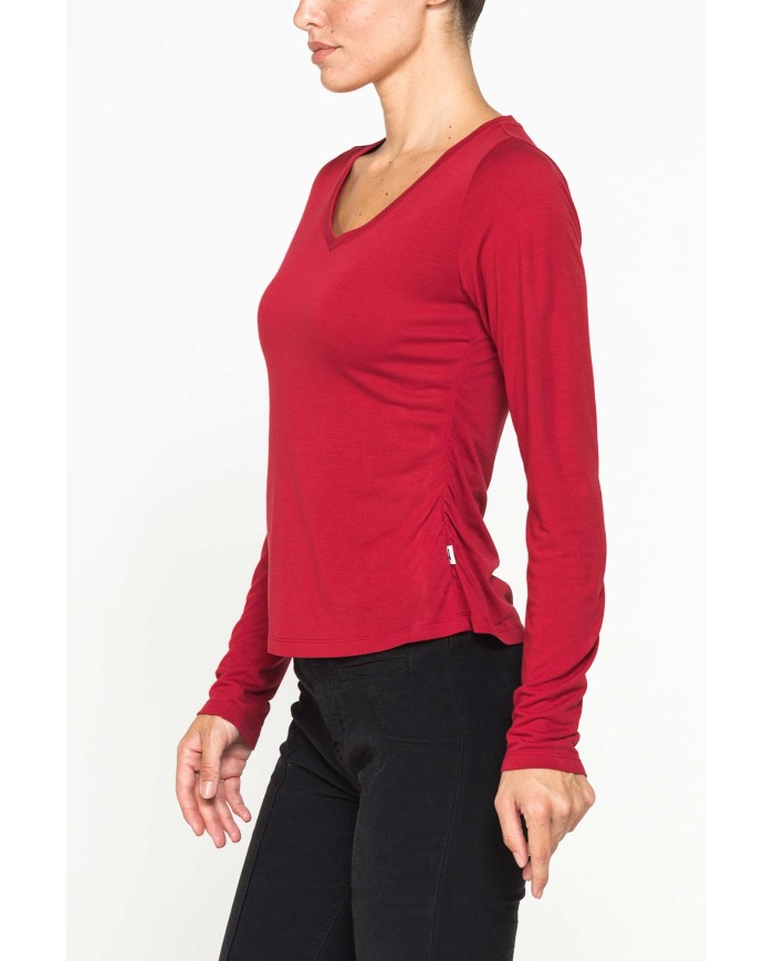 T-SHIRT SCOLLO A V MANICA LUNGA