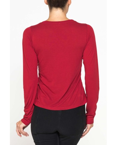 T-SHIRT SCOLLO A V MANICA LUNGA