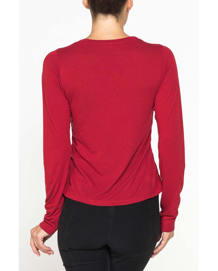 T-SHIRT SCOLLO A V MANICA LUNGA