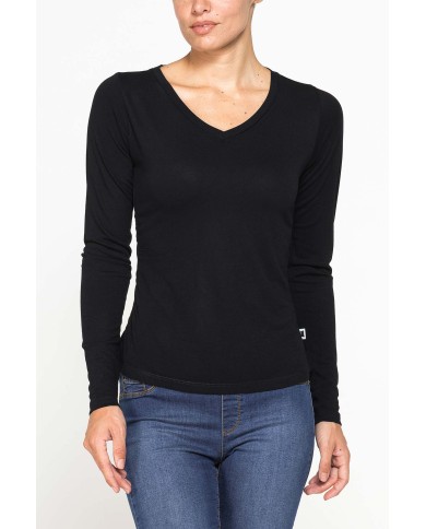T-SHIRT SCOLLO A V MANICA LUNGA