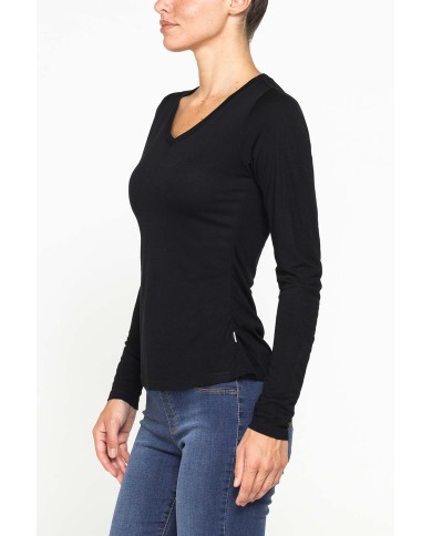 T-SHIRT SCOLLO A V MANICA LUNGA