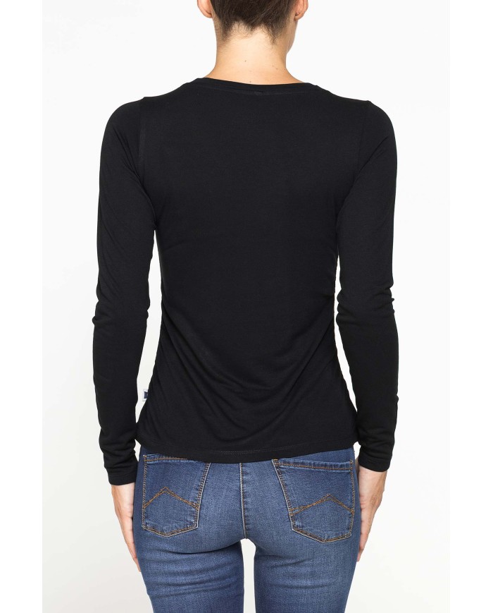 T-SHIRT SCOLLO A V MANICA LUNGA