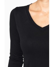 T-SHIRT SCOLLO A V MANICA LUNGA