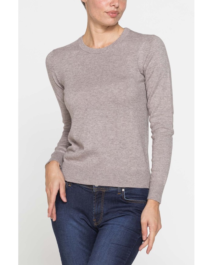 MAGLIA BASICA GIROCOLLO IN FILATO LANA MERINOS