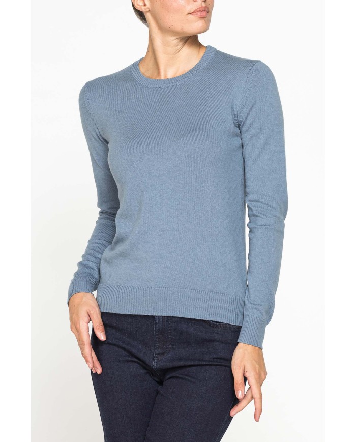 MAGLIA BASICA GIROCOLLO IN FILATO LANA MERINOS