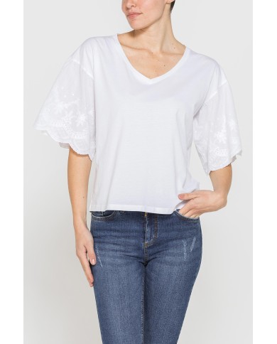 T-SHIRT CON MANICHE SANGALLO COMFORT FIT